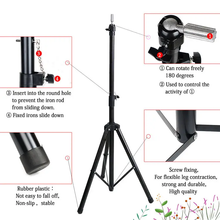 Big Size Wig Stand Tripod Adjustable Tripod for Wigs Making Styling Mannequin Head Stand Metal Wig Head Stand Holder