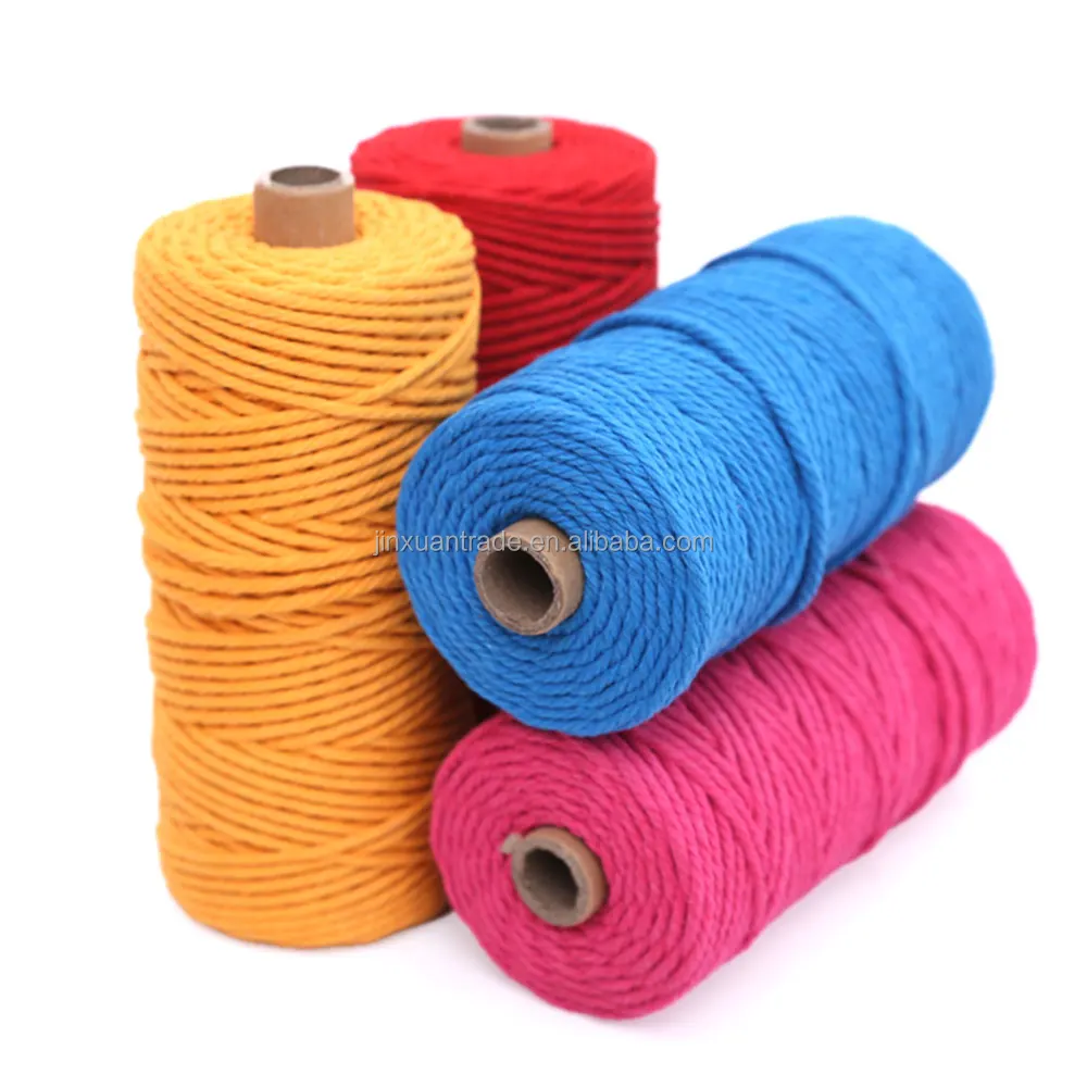 Cheap Price Macrame Supplier 3mm Round Multi Colors 4Strands Cotton Macrame Cord in Cords