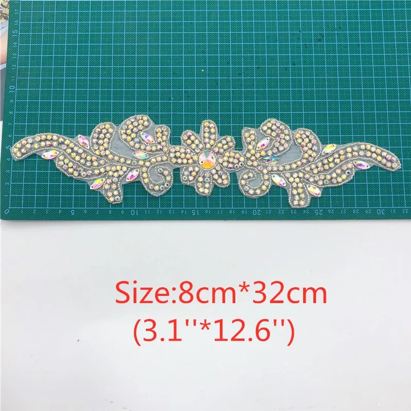 Factory direct high quality custom bling bling bridal bead crystal rhinestone patch for wedding decoration