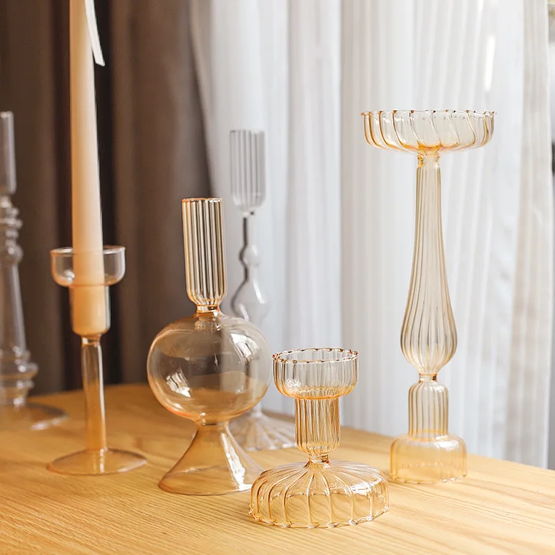 Cheap Creative Glass Candle Holder Hotel Home Table Wedding Decoration Tall Glass Candlestick