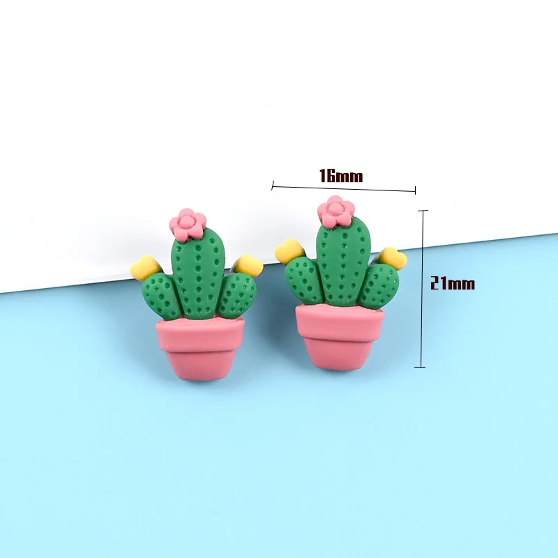 New Design Flatback Resin Cactus Cabochon Kawaii Mini Flower Cactus Succulent Potted Plant Fairy Garden Decor