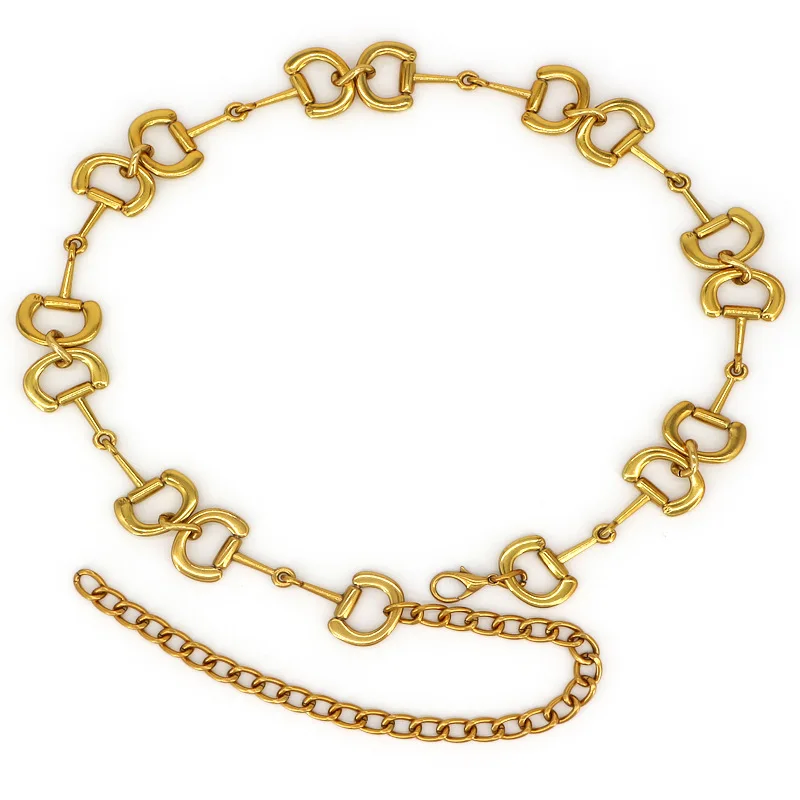 Hot Sale Women Fashion Thick Ring Chain Belts for Women Lady Fancy Metal Chain Belt