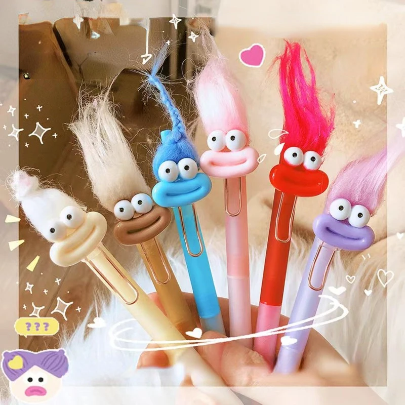 Cartoon Funny Gel Pen Black Gel Pen Kawaii Stationery Gel Pens 0.5mm