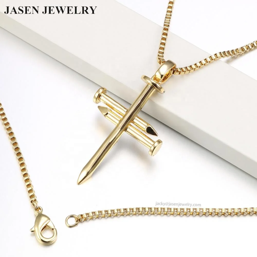 Jasen Jewelry 925 sterling silver cross necklace  gold plated  jewelry pendants & charms