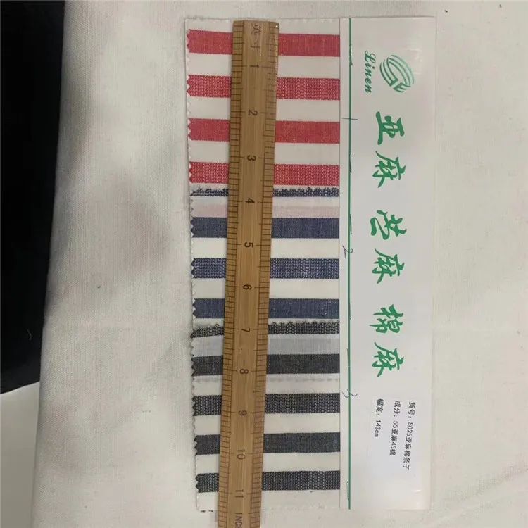 Chinese factory yarn dyed pure wholesale price linen cotton stripe fabric