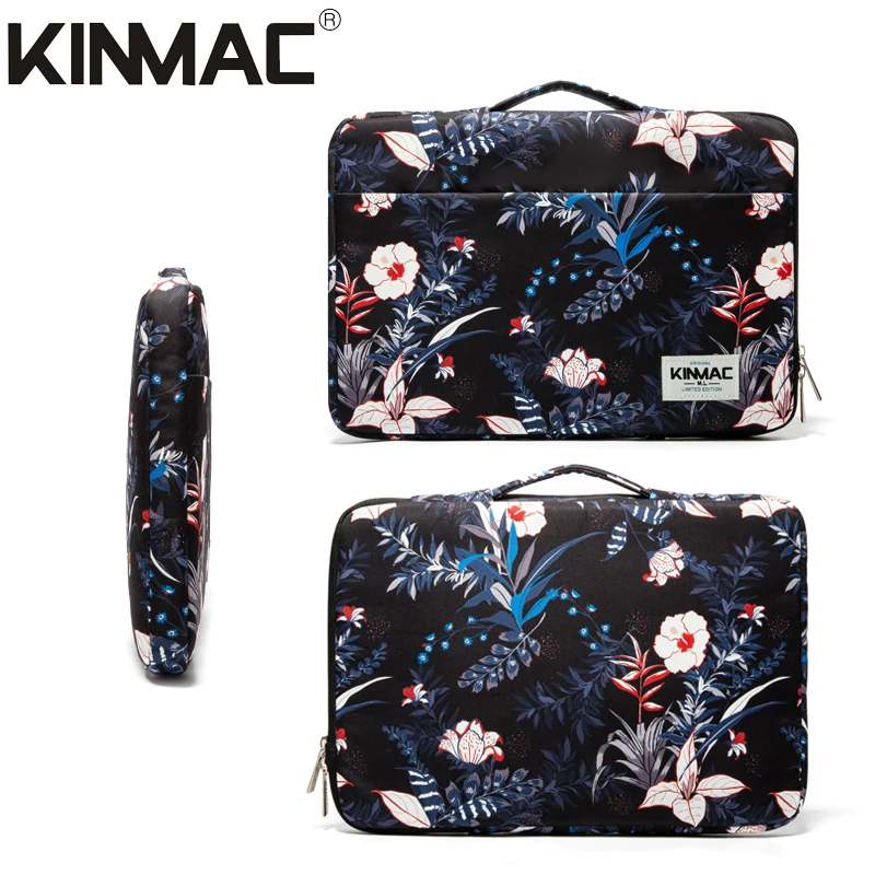 Kinmac Black Plant  laptop bag notebook briefcase laptop sleeve bag in water-proof fabric for women 14 inch laptop