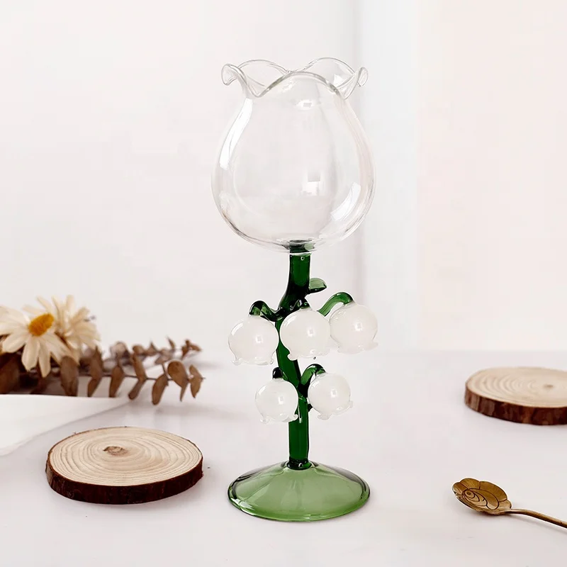NEW Design Convallaria Flowers Shape  Wine Glasses 230 ml Wine Glass Champagne Gift Convallaria Flower Shaped Goblet