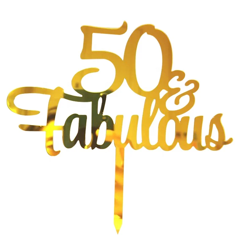 Handwriting fifty cake topper number acrylic cake topper for birthday