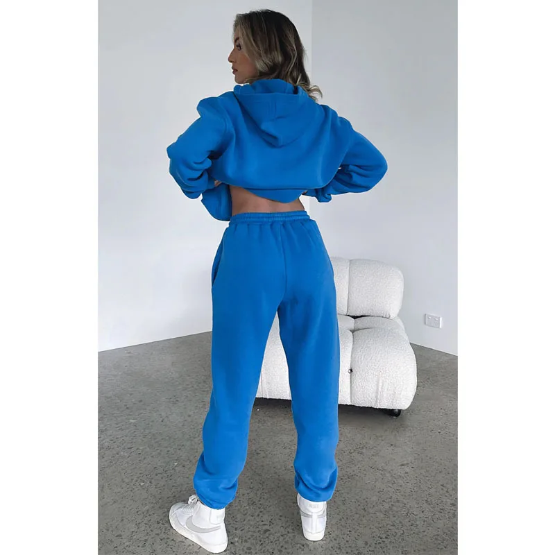 Fall 2023 Women Clothes Pullover Oversized Hoodie And Jogger Set Tracksuit Terry Cotton Sweatsuit Sweatpants And Hoodie Set