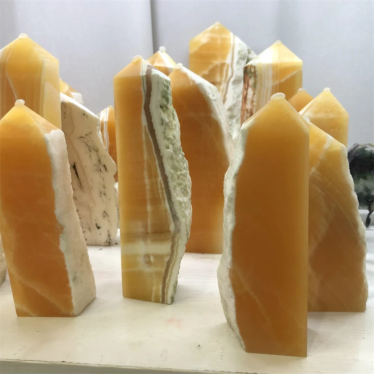 
Gold Frozen Stone Wand Crystal Wand Obelisk for Energy Large Natural Folk Crafts,feng Shui Tower Big 