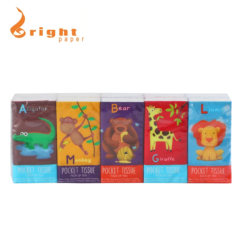 New Customized 3-layer Pocket Paper Towels Each Package of 10 Log Pulp Handkerchiefs