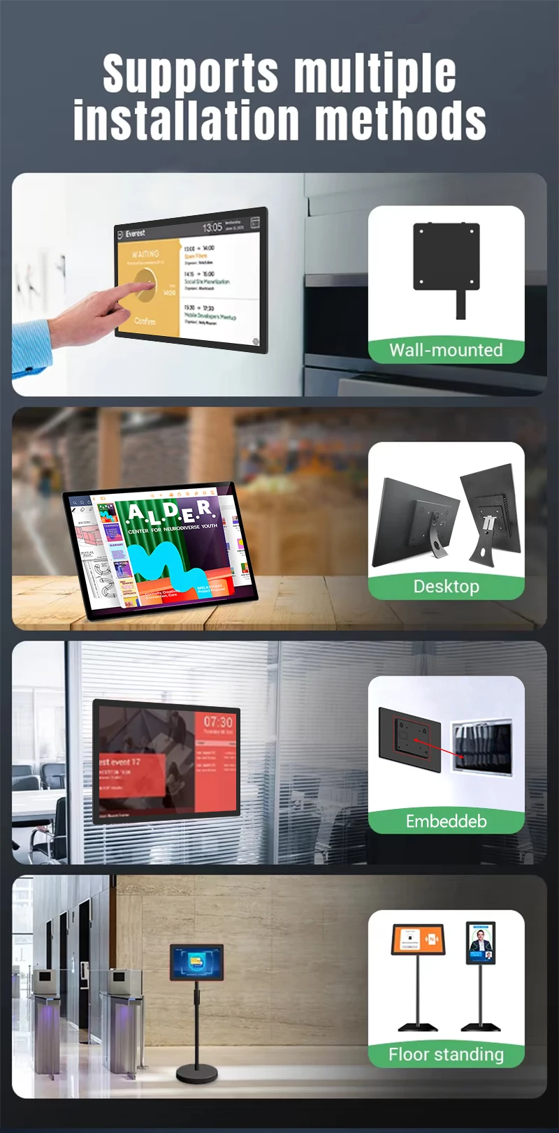 7/10/13.3/15/15.6 inch high brightness android tablet 10 points touch 4g HDMI with sim card digital signage and display