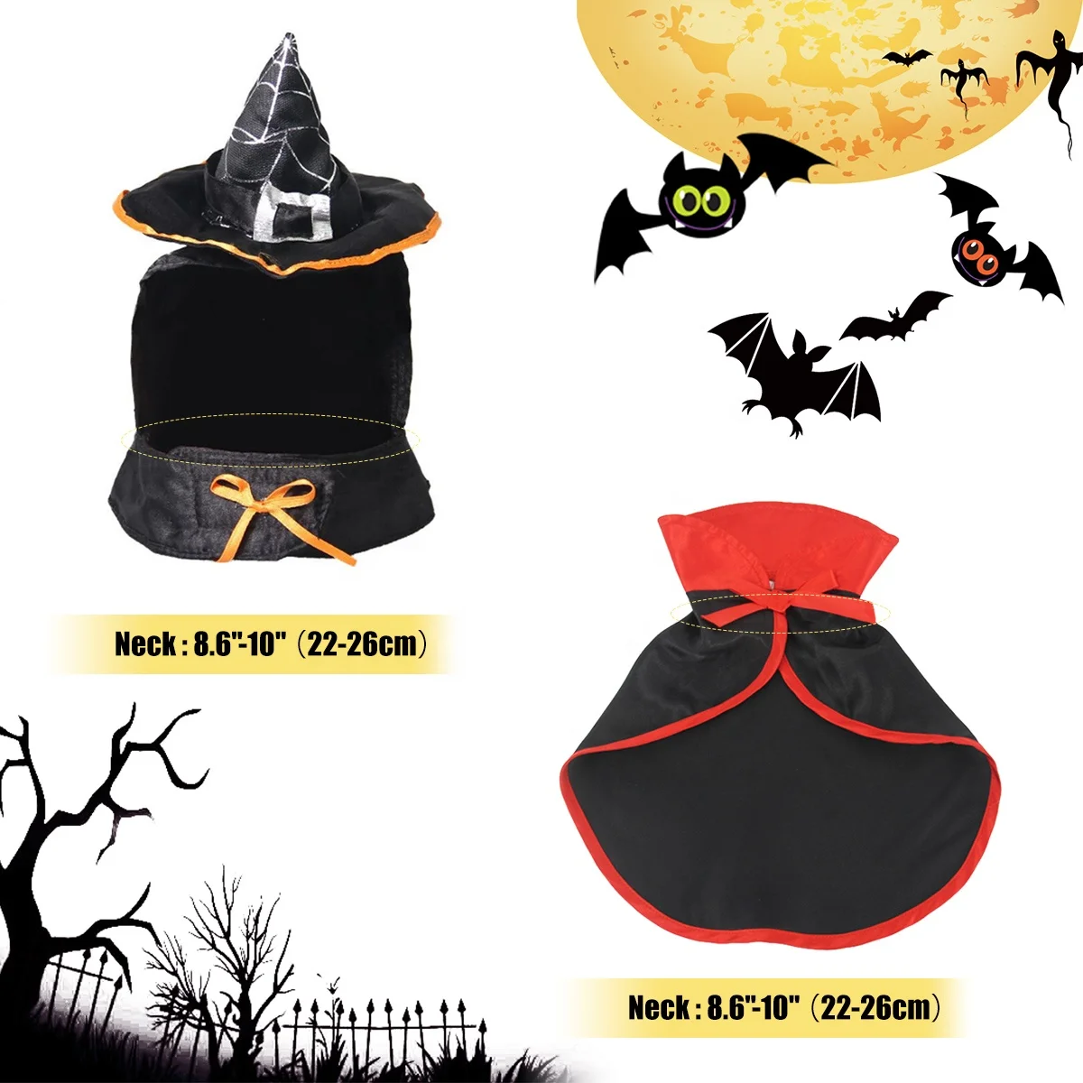 Pet Halloween Cloak Suit Dog Clothes with Hat Cosplay Costume Cat Puppy Holiday Wizard Set Apparel