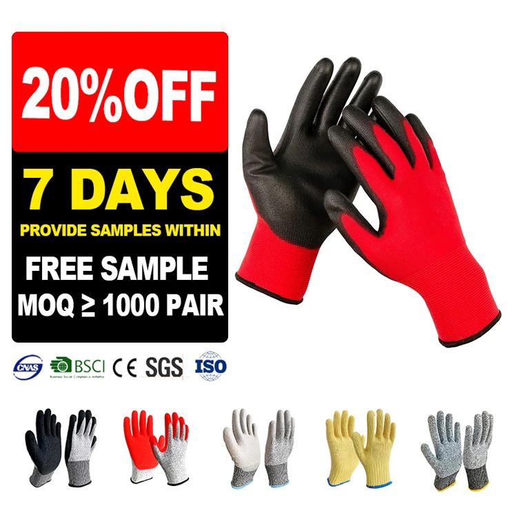 SunnyHope Industrial Conductive Gloves Nitrile and Latex Knitted Working Gloves for Gardening EN388 Certified Nylon Material