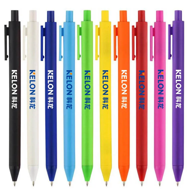 Best Bulk Plastic Cheap Multicolored Rubber Coated Ballpoint Pens With OEM Retractable Custom Printed Logo-0.5mm gel ink