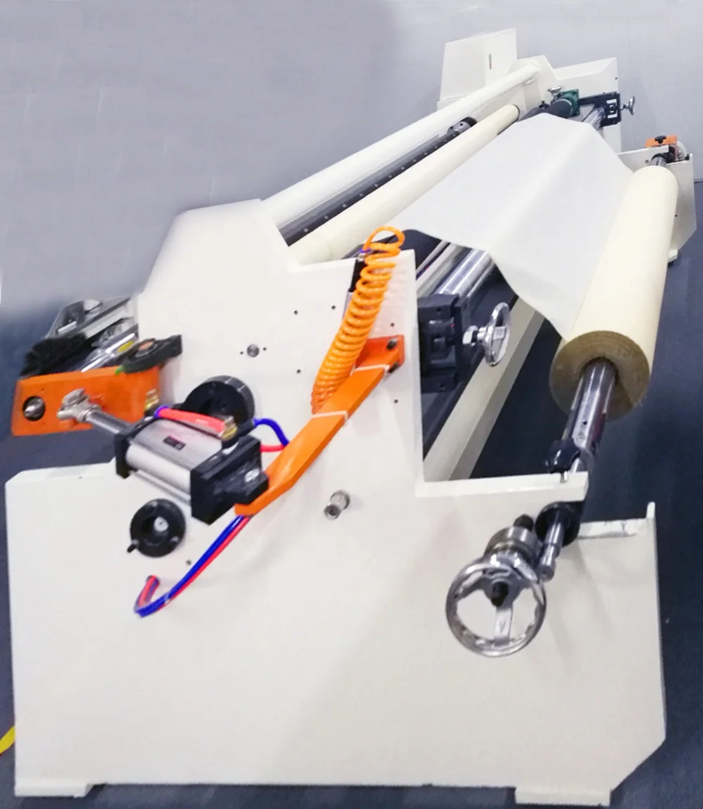 High speed jumbo roll adhesive tape rewinder machine