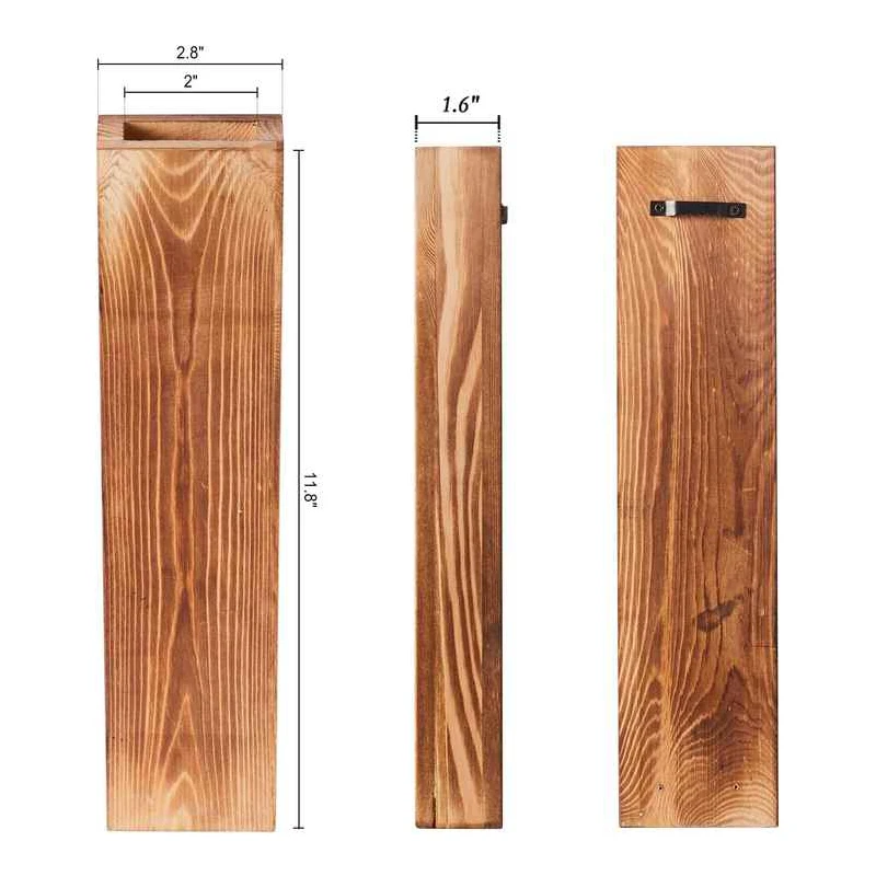 Custom Indoor Rustic Decorative Wooden Wall Hanging Planter Flower Vase for Home Decor