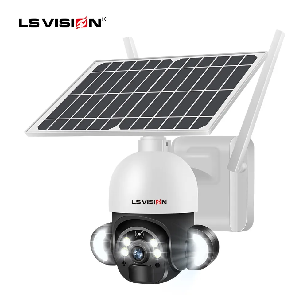 LS VISION Solar Panel With Battery Security Camera Dual Use For Vide Surveillance And Garden Lights Solar Camera