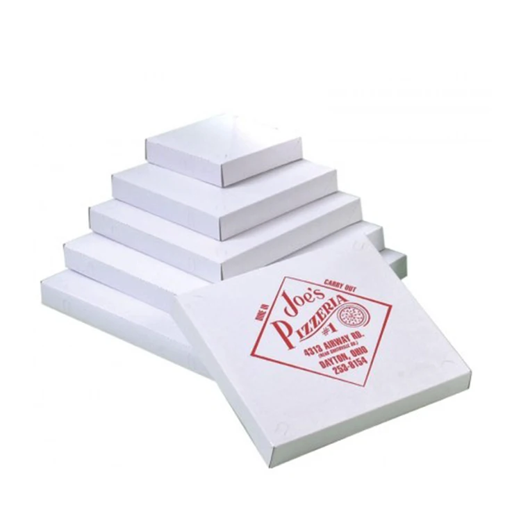 
Wholesale_pizza_boxes Disposable Pizza Food Takeaway Take Away Delivery Top Plain White Corrugated Paper Box For Motorcycle Bike 