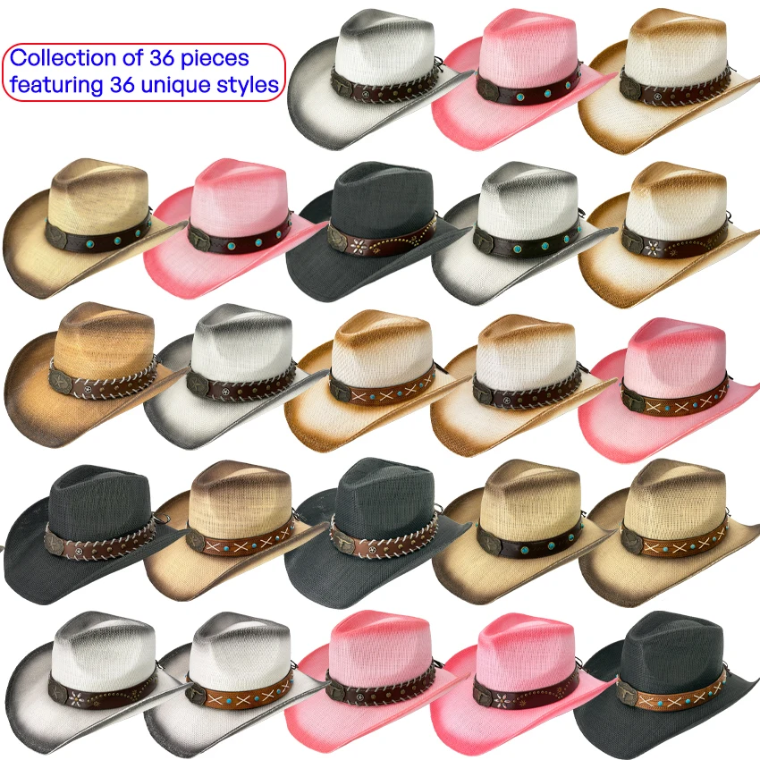 Cowboy Hats Set - Bulk Cowboy Hats with 36 Pcs Unique Style  Without Display
