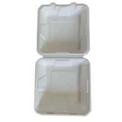 Compostable 9 inch disposable bagasse food packaging container sugarcane clamshell takeaway lunch box