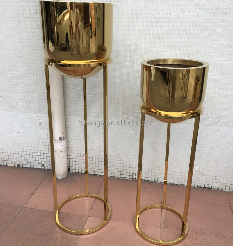 Outdoor garden flower stand stainless steel flower pot brass weathered planter for room garden