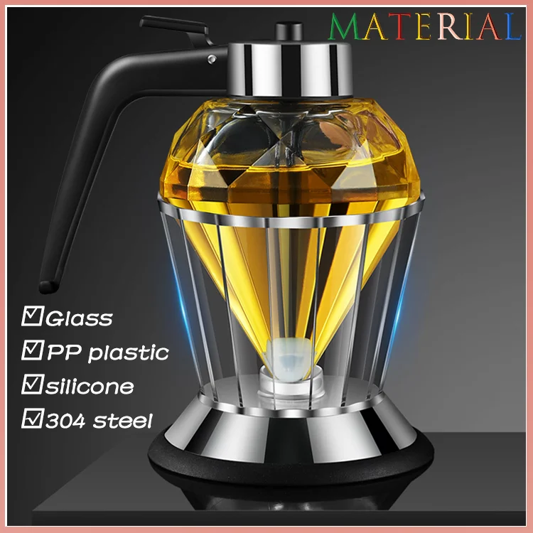 Multifunctional Hot Sale Diamond Shaped Glass Honey Oil Vinegar Dispenser With Handle