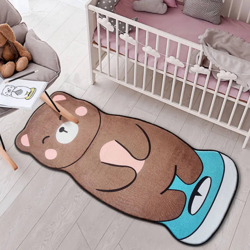 Bear Shaped Cute Animal Printed Soft Fuzzy Flannel  Rug Carpet for Kids Teen Girls Room Floor carpet for kidsroom decor