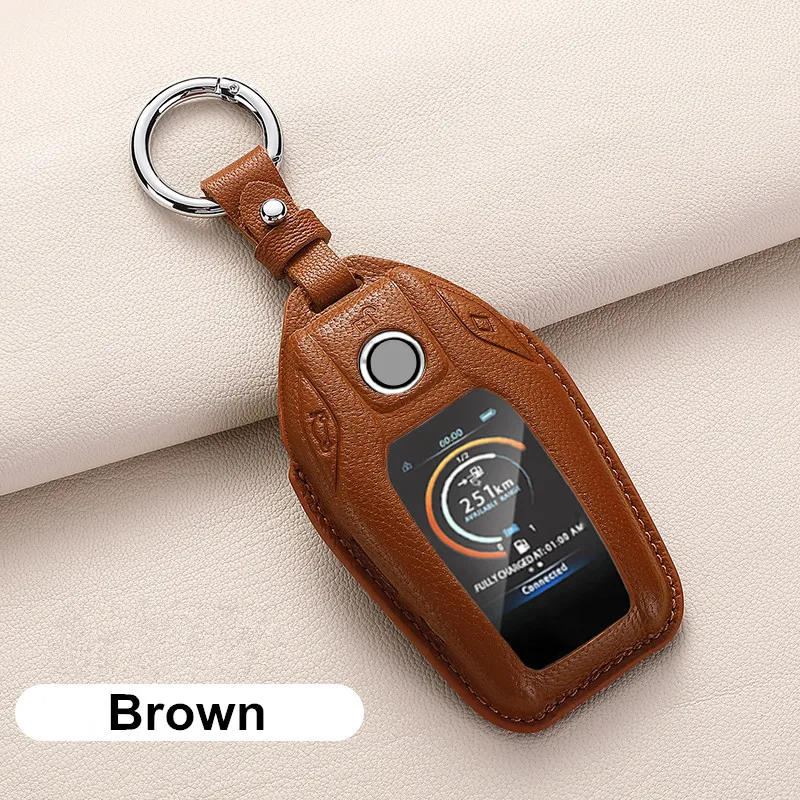 New Coming Brown Leather Remote Key Case Cover for 2018 730 740 760 7 Series G11 G12 Display With Box