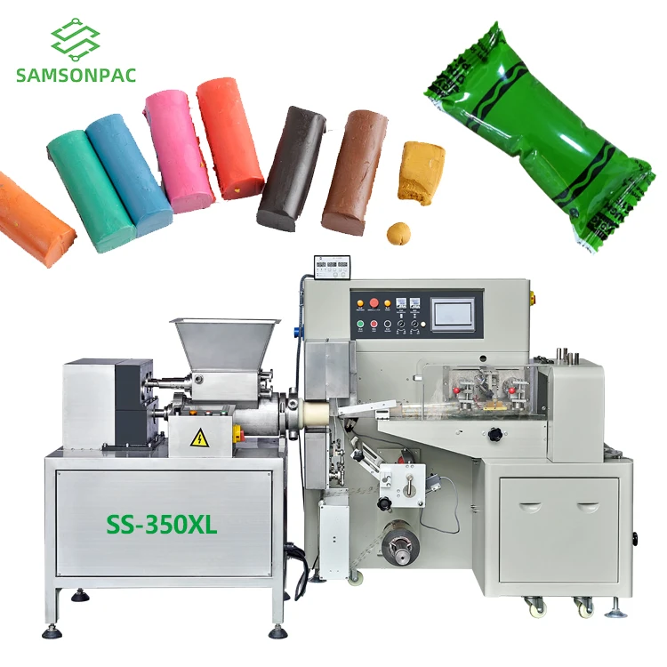 Full Automatic horizontal Kids modeling clay/soap clay shrink packaging machine heat sealer extruder machine