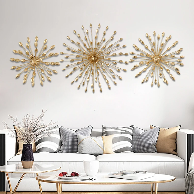 Light Luxury Decorative Bedroom Brass Home Wall Decor Art Metal Flowers Design Accessories