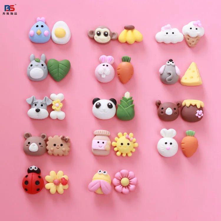 Mixed Cartoon Animal Fruits Flatback Resin Mini Earing Making Cabochon Accessories DIY Decoration Scrapbooking Craft for Jewelry