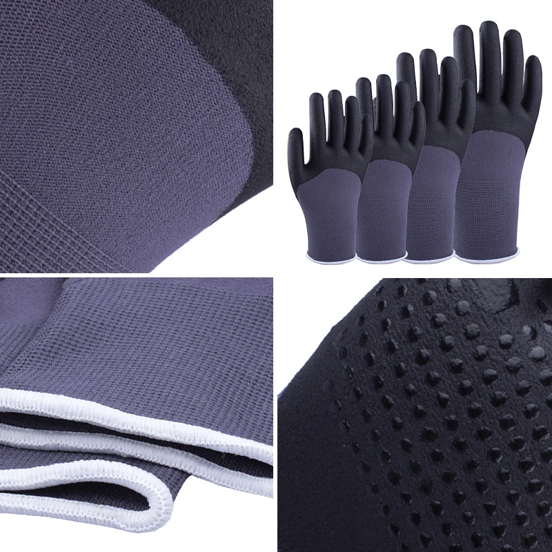 Factory 15G Nylon Spandex Gloves Nitrile Foam Coated Gloves Work Safety Gloves For Men General Work