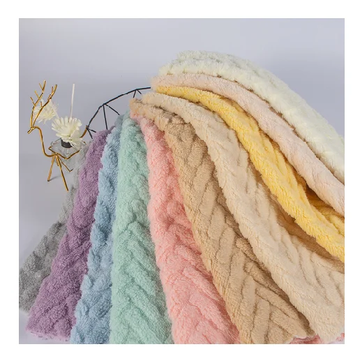 Factory Direct 3D Jacquard plush Fleece Fabric High Quality Soft Jacquard Sherpa Fabric Two-sided Jacquard DTY Sherpa Fabric