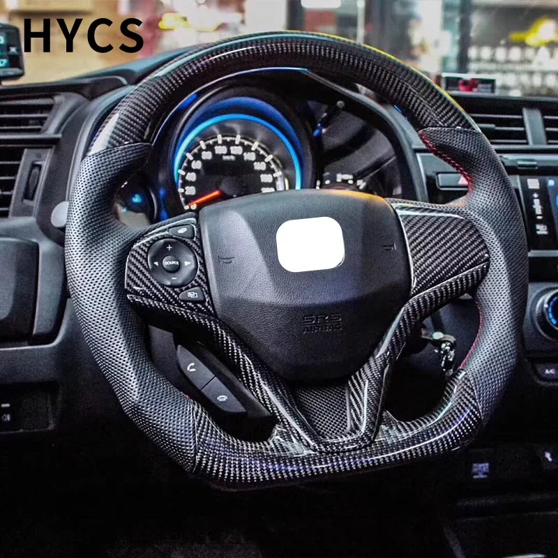 JDM racing factory custom carbon fiber steering wheel interior for Honda Fit GD6 GD8 GE GK5 GR9