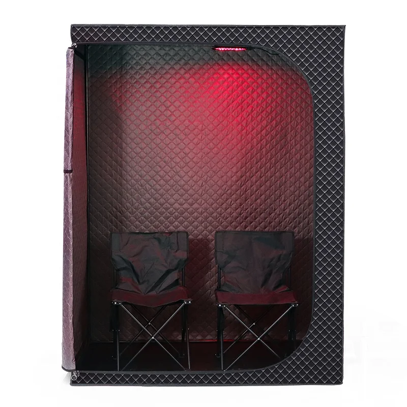 2 Person Steam Sauna Tent Red Light Therapy Wet Sweating Portable Sauna Box for Home