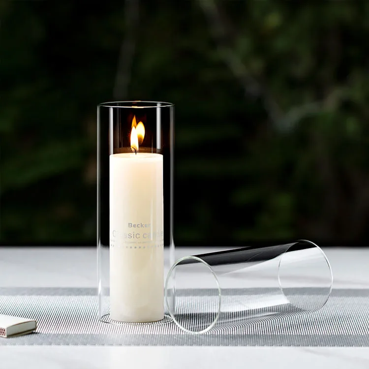 Open Ended Glass Candle holder Tube Shade Multiple Size Open Flame Candle Chimney Tube Cover Bottomless Cylinder