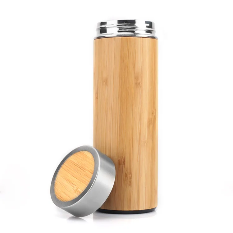 Natural Bamboo Stainless Steel tea thermos flask thermos 350ml