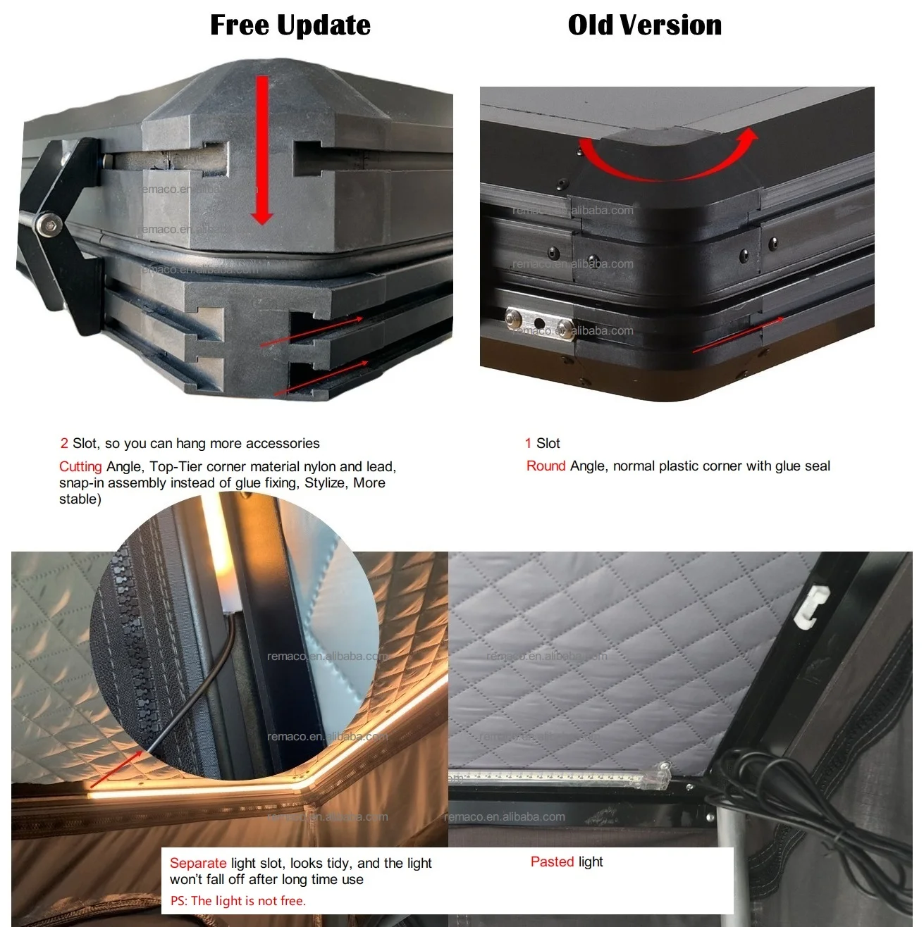 4-Person Aluminum Hard Shell Rooftop Tent with Solar Panel Folding Car Roof Top Tent for Camping and Outdoor Canvas Fabric