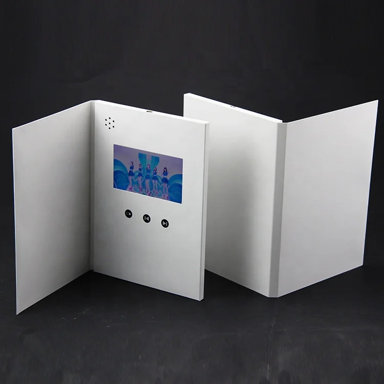 Hot selling promotional & business gifts box greeting card booklet music book video brochure 7 inch lcd screen