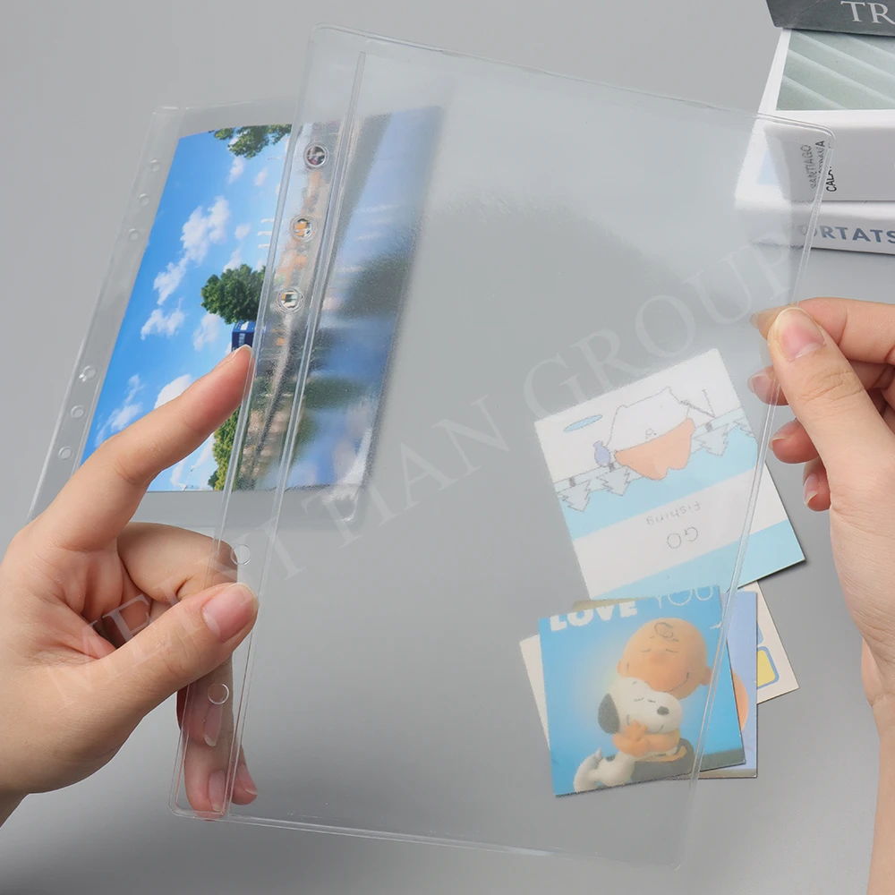 A5 A6 A7 Mini Top Loading Clear Frost PVC Envelope Pouch Zipless Loose Leaf Binder Pocket Photo File Card Zipperless Pockets Bag