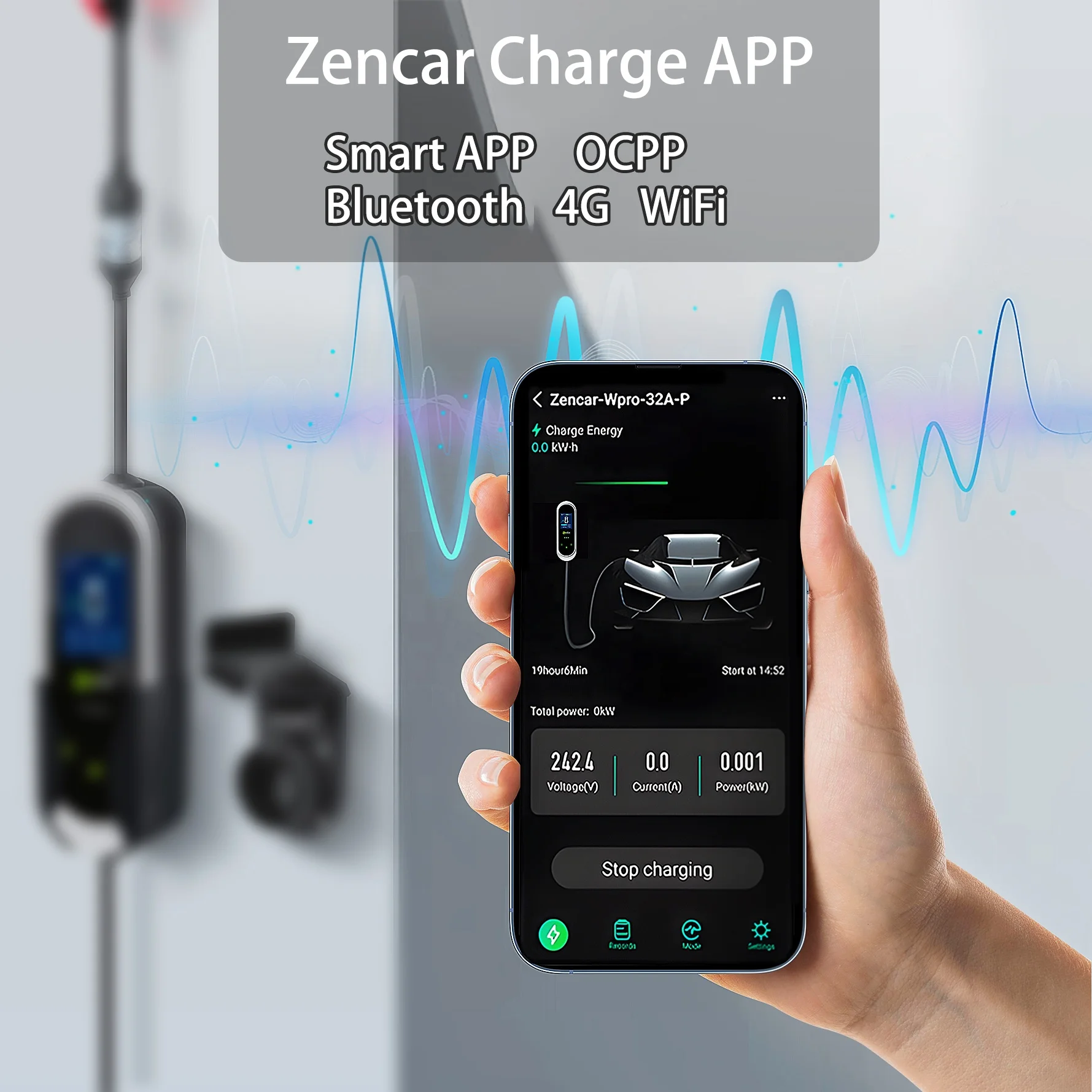 Зарядные устройства для мобильного приложения 6A-32A Zencar E-PRO с CEE blue 3 контакта и Шуко Т2 мужские разъемы всего адаптера