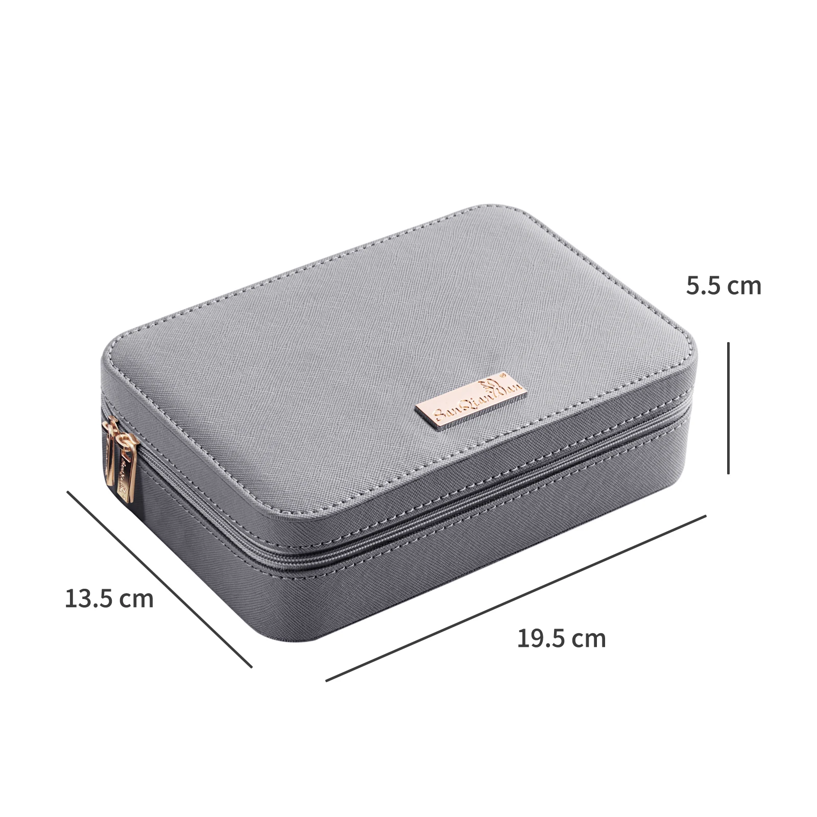 Custom Logo PU Leather small Storage Jewelry gifts Box velvet linner travel jewelry case with zipper for organization