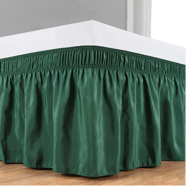 Ruffled Bed Skirt with Split Corners Queen Size (12 Inch Drop) Platform Dust Ruffle Gathered Bedskirt Hunter Green