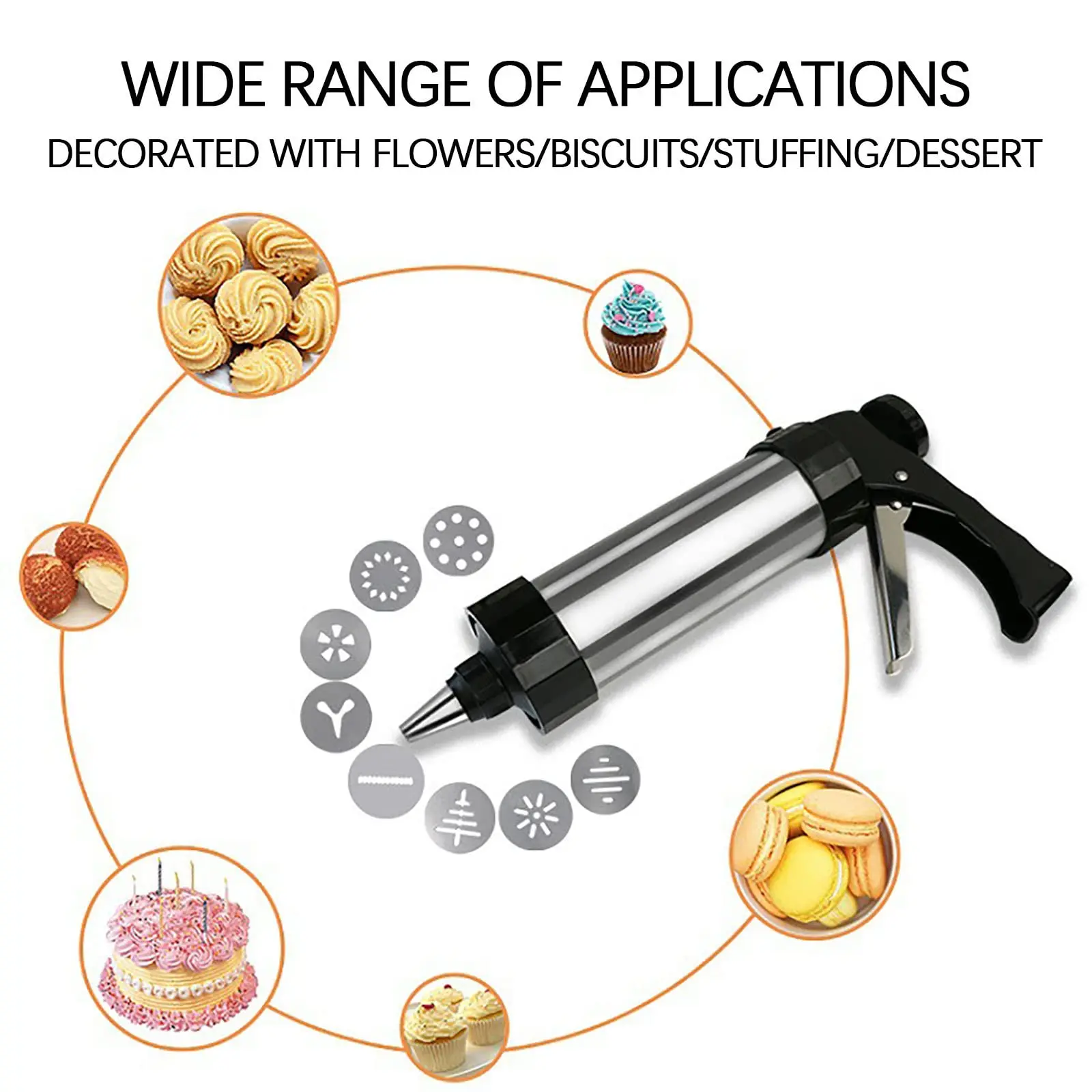 Dessert Decorating Syringe Set, Cupcake Frosting Filling Injector with 8 Icing Nozzles and 13 Cream Scrapers, Cake Decorating To