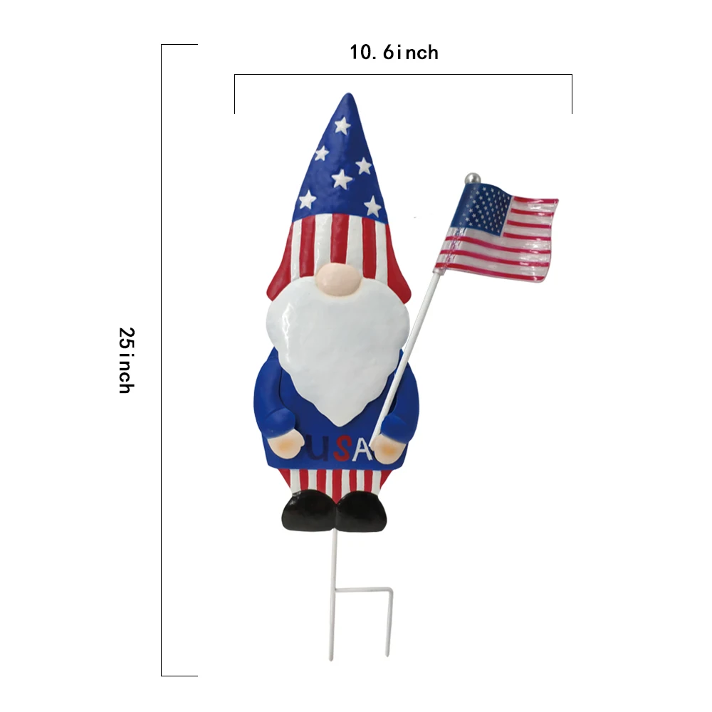 Garden Ornaments Iron Wire Metal Snowman Garden Stakes No Face American flag Doll Ornament outdoor decoration Rusty Metal Dwarf