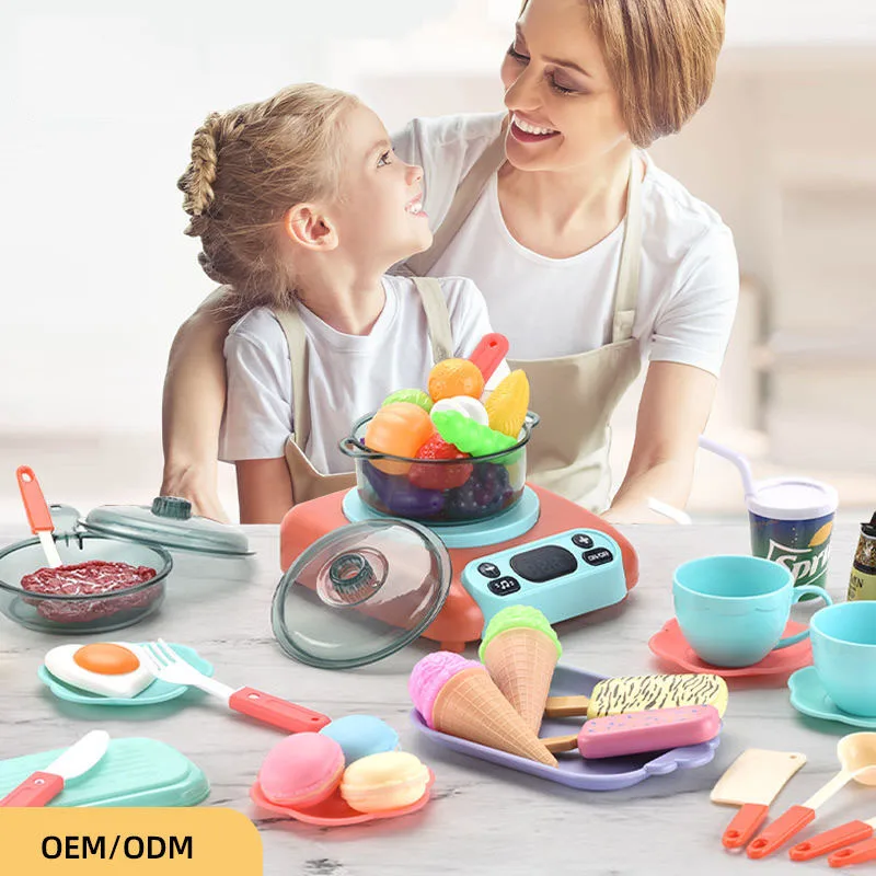 Leemook  mini cookware kids children happy spray kitchen play  house cooking fruit food toys kitchen set for kid cooking small