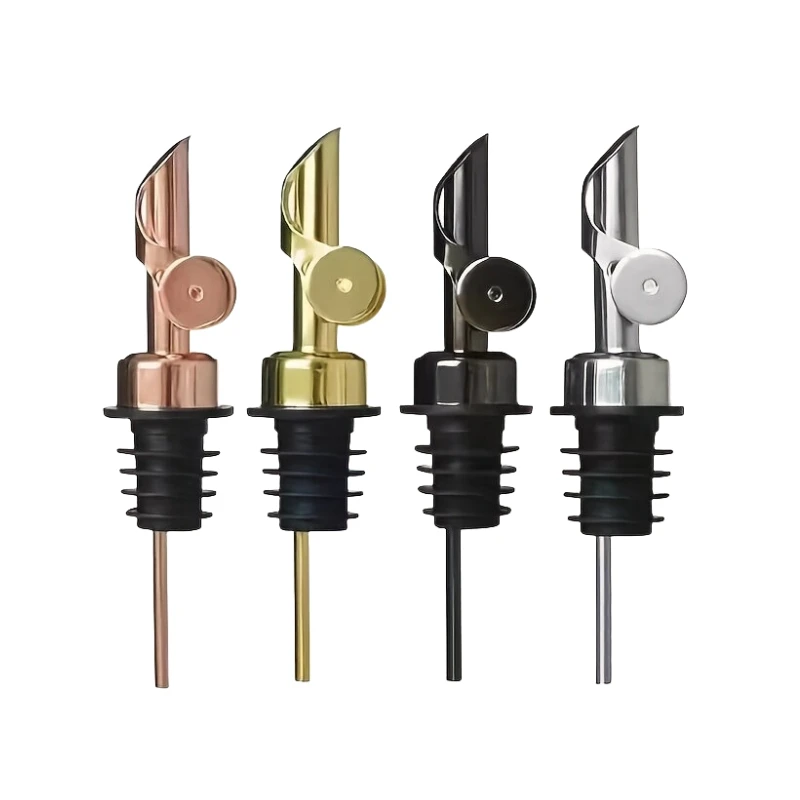 Wholesale Weighted Liquor Bottle Pourers Alcohol Pourer Spouts Gold Silver Auto Flip Stainless Steel Olive Oil Dispenser Spout