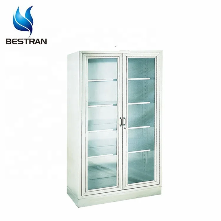 BT-AP005  hospital stainless steel medical instrument cabinet medicine drug cupboard with glass door shelves Price