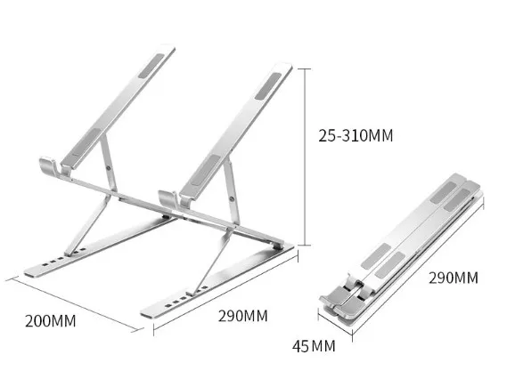
Double raised adjustable and foldable Aluminum portable laptop holder for 17 inch computer 